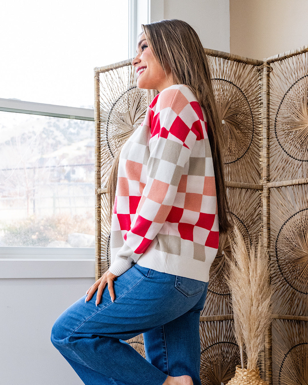 NEW! Brooke Multi Color Checkered Sweater Staccato