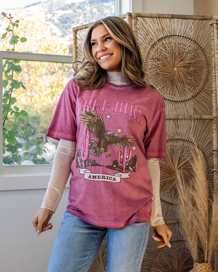 Free Bird Plum Mineral Wash Tee Zutter