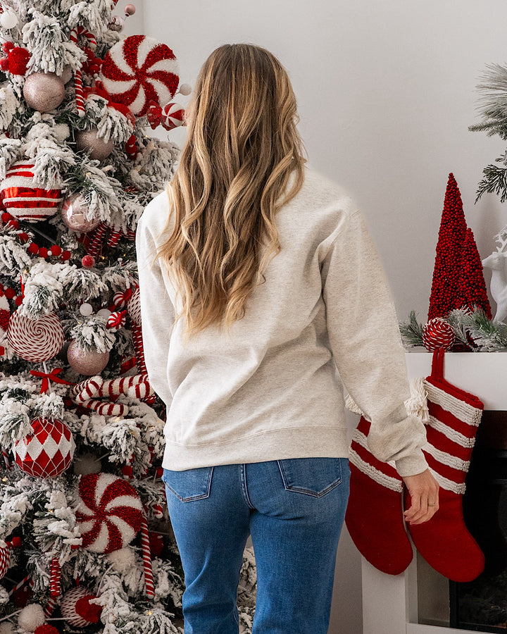 NEW! Merry & Bright Embroidered Sweatshirt - Heather Gray
