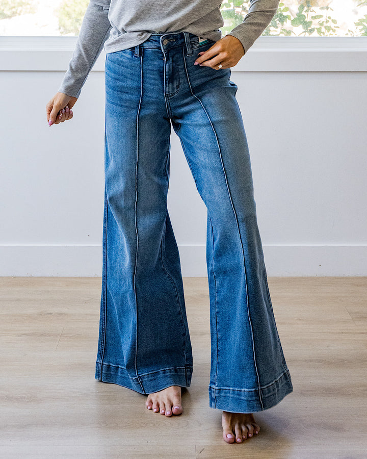 NEW! Judy Blue Hattie Front Seam Wide Leg Jeans - Short, Regular and Long