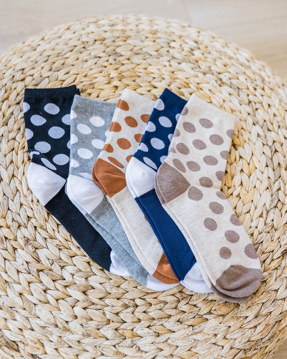 NEW! Polka Dot Color Block Socks - 5 Options Zenana