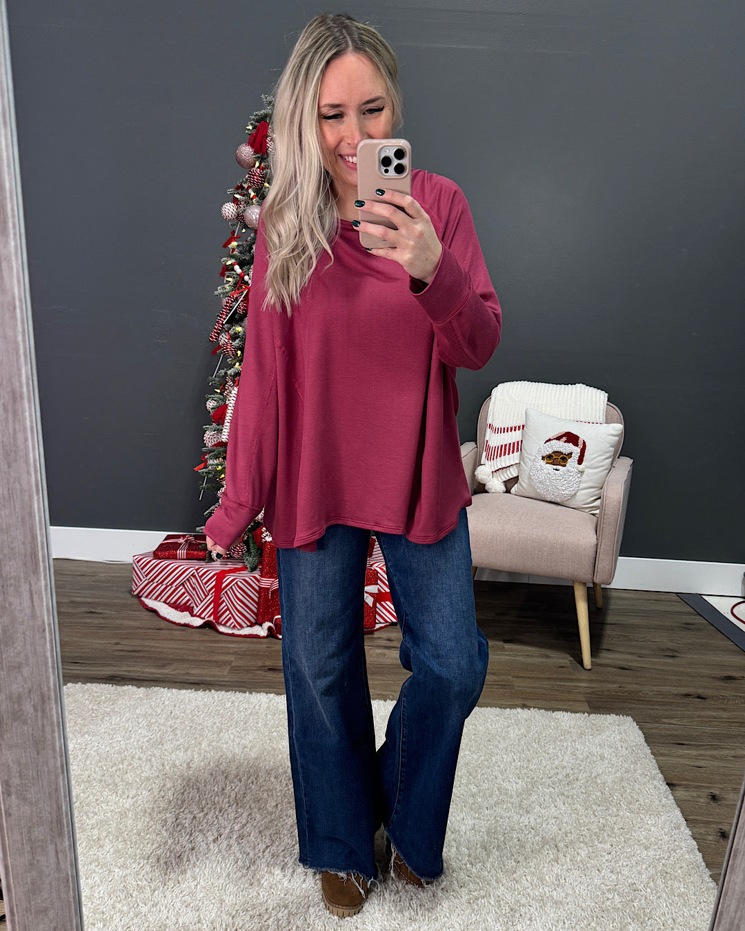 NEW! Lizzie Long Sleeve Swing Top - Marsala Sew In Love