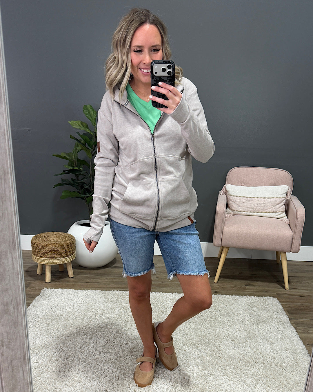 NEW! Ampersand Ave Performance Fleece FullZip Sweatshirt - Silver Sand