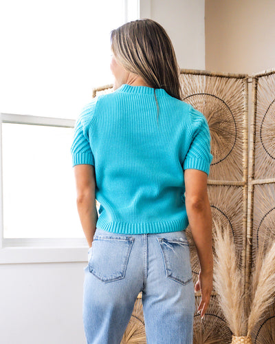 NEW! Valerie Textured Short Sleeve Sweater - Turquoise  Lovely Melody   