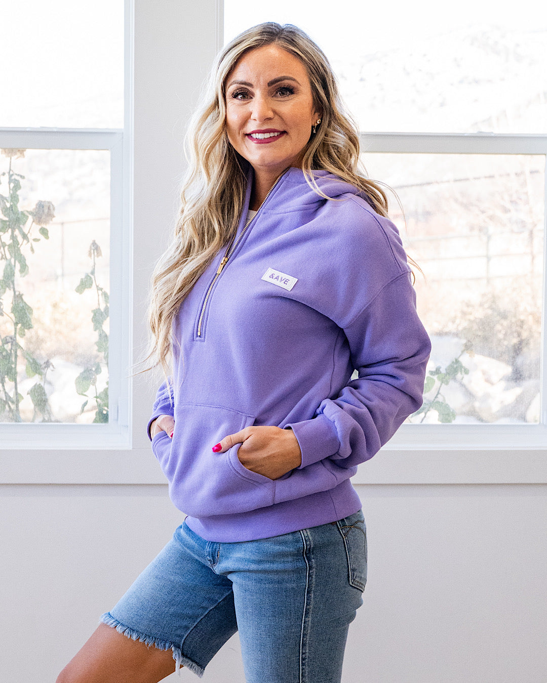 NEW! Ampersand Ave Comfort Zone HalfZip Hoodie - Lavender