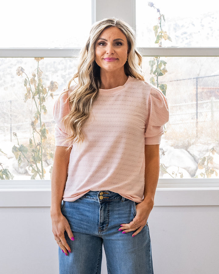 NEW! Vera Pointelle Puff Sleeve Top - Pink