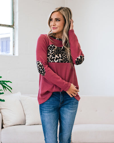 Rosie Mauve Waffle Knit with Leopard Top  Heimish   
