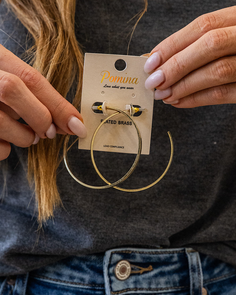 NEW! Brass Open Hoop Earrings - Gold Trendy Wholesale