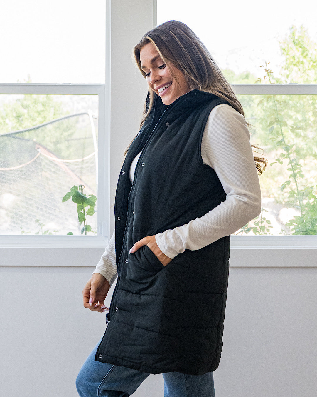 NEW! Harlow Long Vest - Black