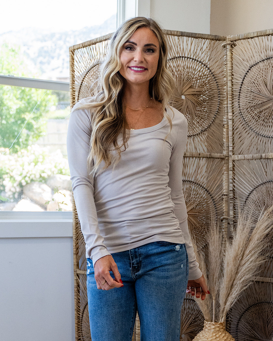 NEW! Estelle Ribbed Scoop Neck Top - Taupe PS Kate