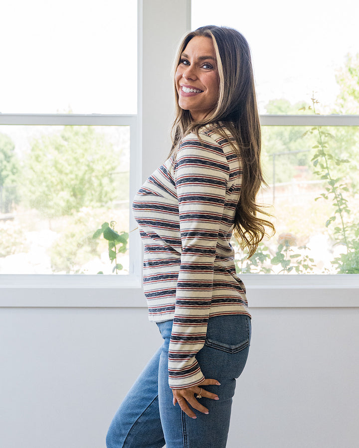 NEW! Alexa Multi Striped Top - Cream, Navy & Rust