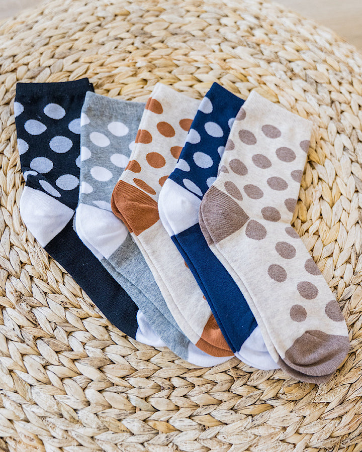 NEW! Polka Dot Color Block Socks - 5 Options Zenana