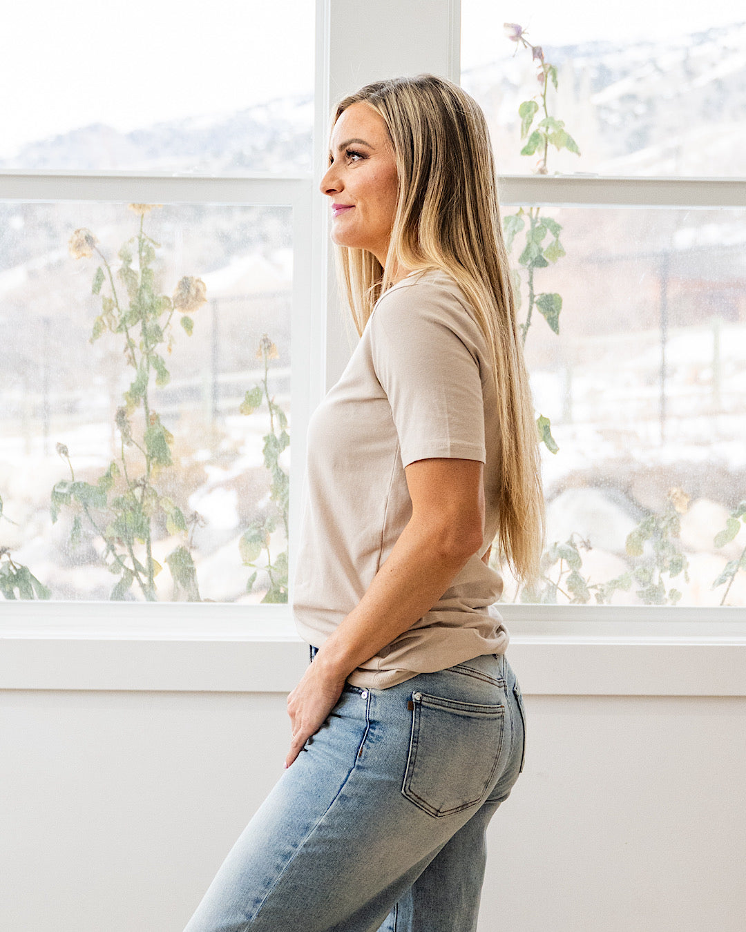 NEW! Favorite V Neck Top - Sand Beige Zenana