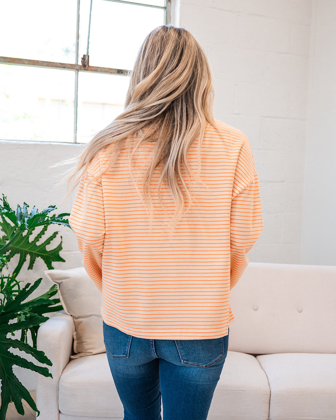 NEW! Angela Cream and Tangerine Striped Top  Sew In Love   