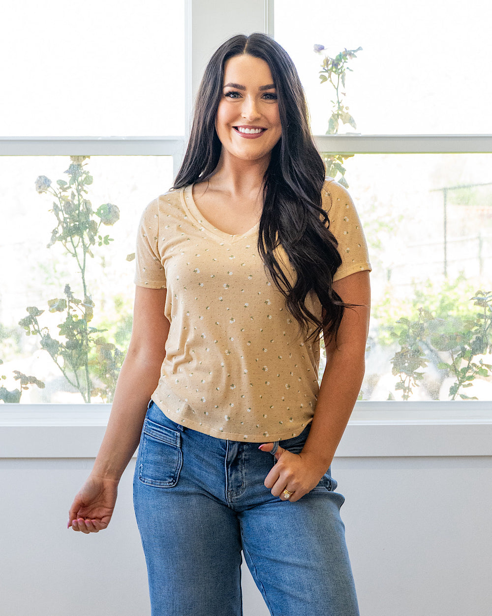 NEW! Skylar Textured Knit Floral Top - Taupe PS Kate