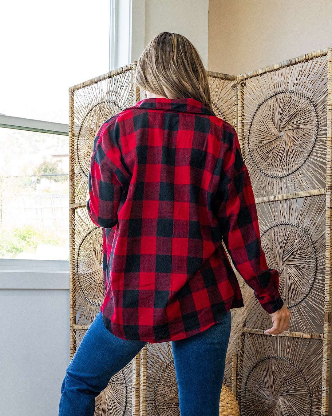 NEW! Devri Plaid Flannel Top - Cherry Be Cool
