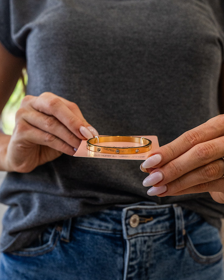 NEW! Crystal Studded Stainless Steel Bracelet - Gold Trendy Wholesale