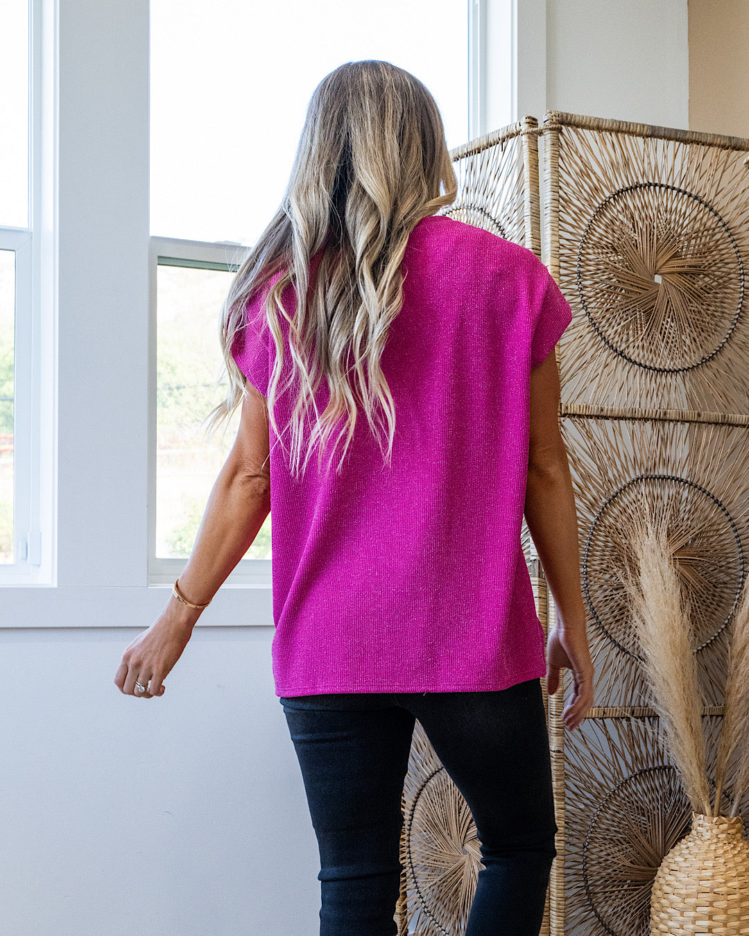 NEW! Cara Shimmer Cap Sleeve Top - Fuchsia  Sew In Love   