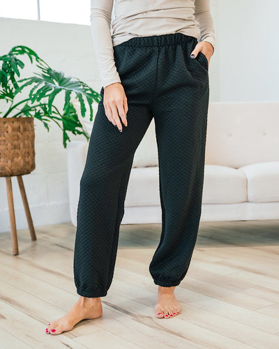 Quilted Joggers - Black  Lovely Melody   
