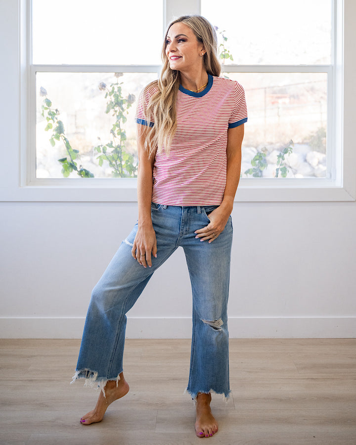 NEW! Alexis Striped Knit Top - White & Red Wishlist