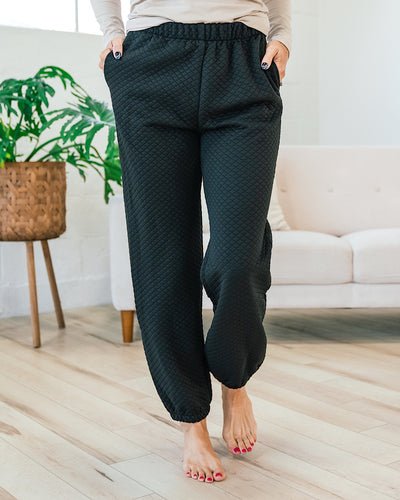 Quilted Joggers - Black  Lovely Melody   