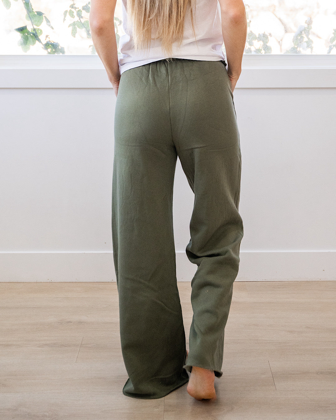 NEW! Wide Leg Lounge Pants - Light Olive