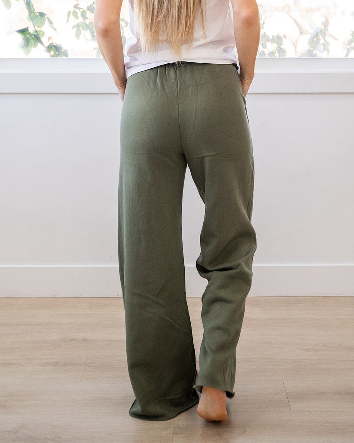 NEW! Wide Leg Lounge Pants - Light Olive