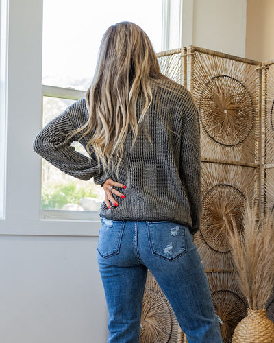 NEW! Everly Chunky Knit Acid Wash Sweater - Earth Gray  Be Cool   