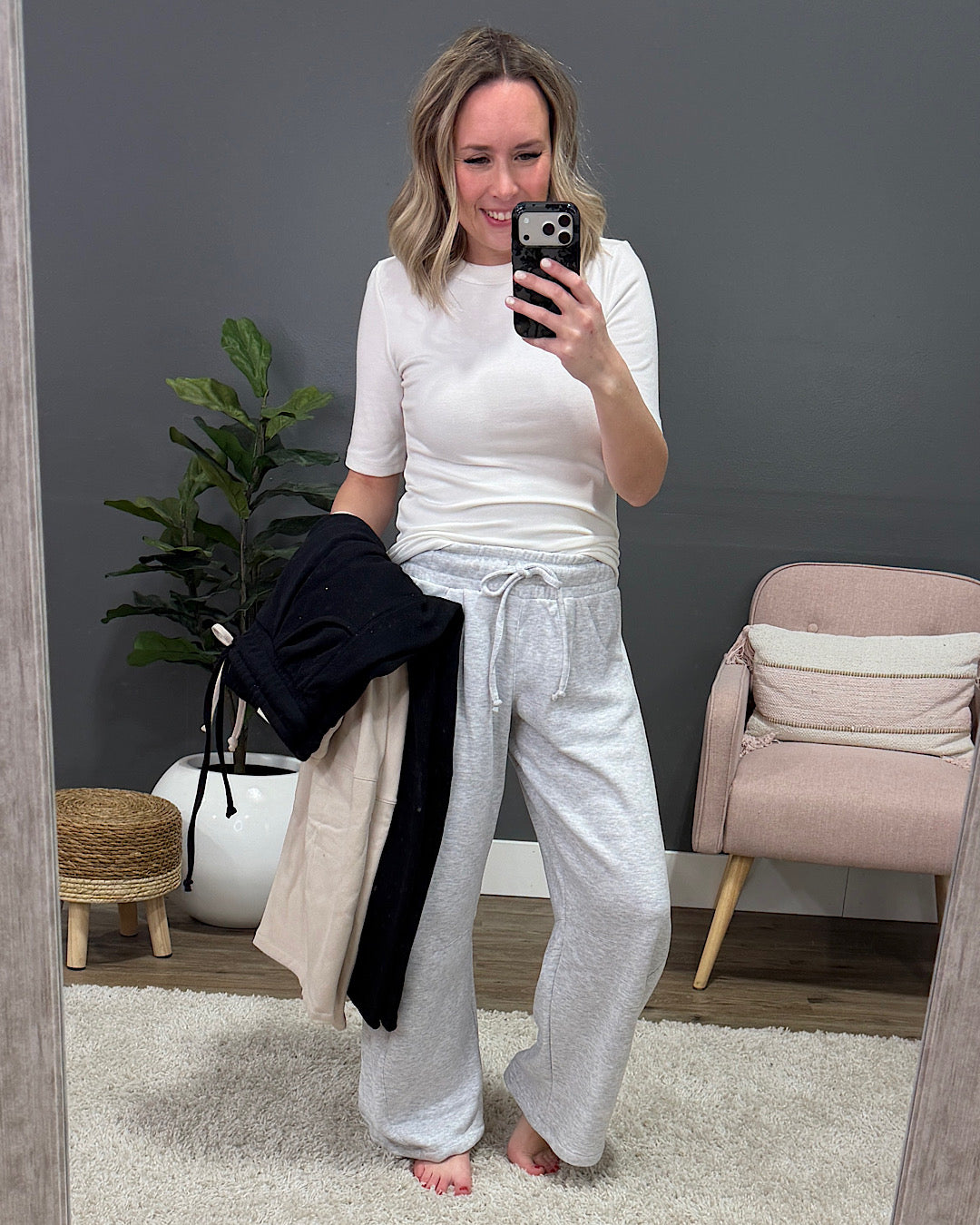 NEW! Micael Barrel Leg Lounge Pants - Ice Gray