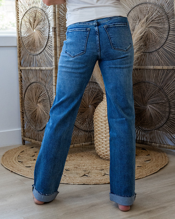 NEW! KanCan Carissa Roll Hem Straight Jeans KanCan