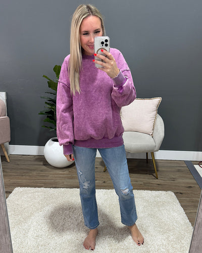 Boyfriend Crewneck Sweatshirt - Light Plum  Zenana   