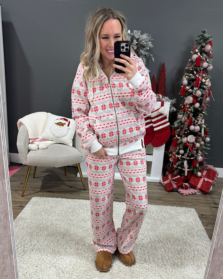 NEW! Ampersand Ave Comfort Zone FullZip Hoodie - Frosted Fair Isle