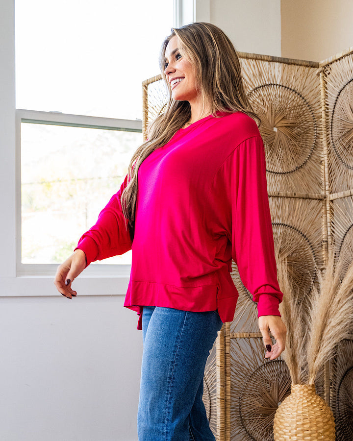 DOORBUSTER! Dolman Sleeve Top - Hot Pink