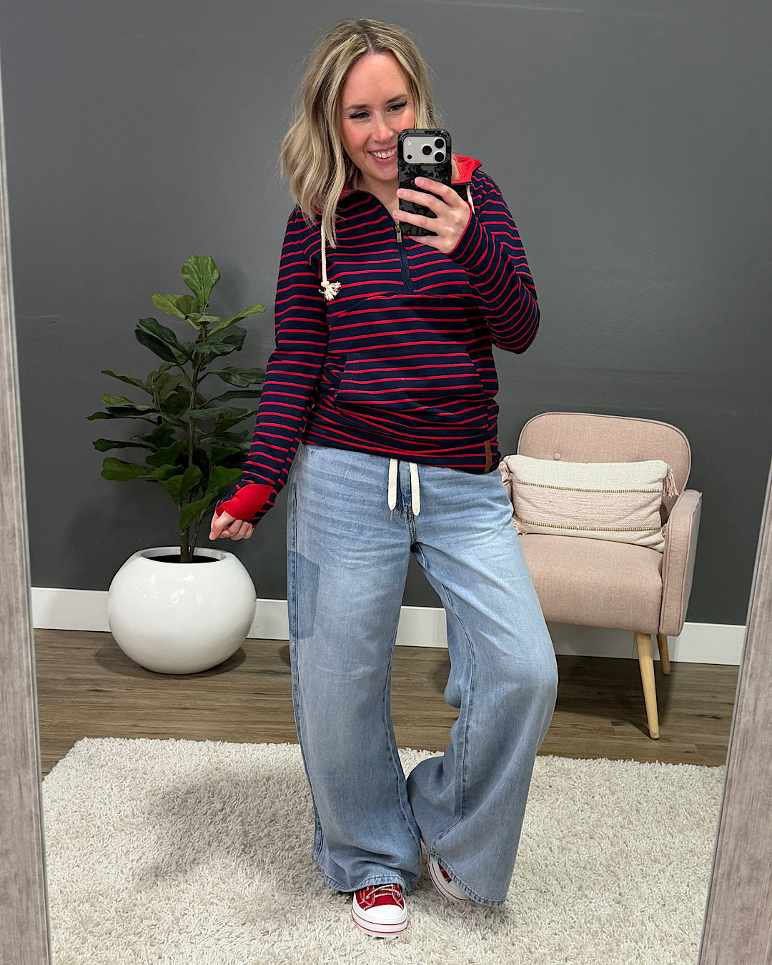 NEW! Ampersand Ave Sailaway Stripes HalfZip Sweatshirt Ampersand Ave