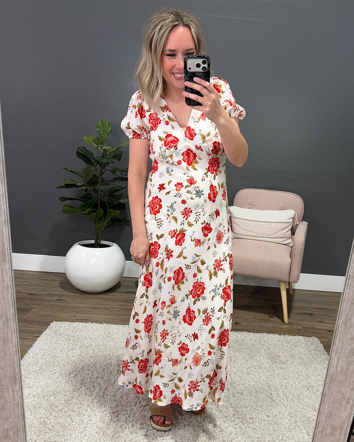 NEW! Olivia Floral V Neck Midi Dress Mine