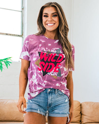 Wild Side Magenta Bleached Tee FINAL SALE Southern Bliss