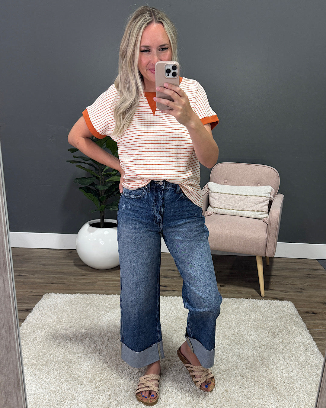 KanCan Addison Rolled Hem Wide Leg Jeans KanCan