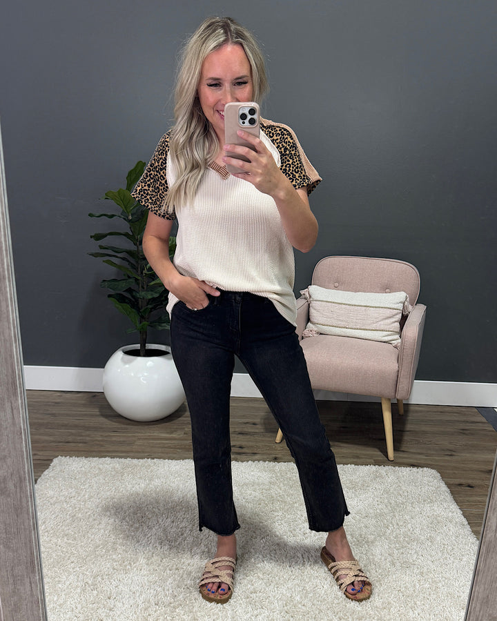 Lovervet Please Stay Non Distressed Straight Jeans - Black Vervet