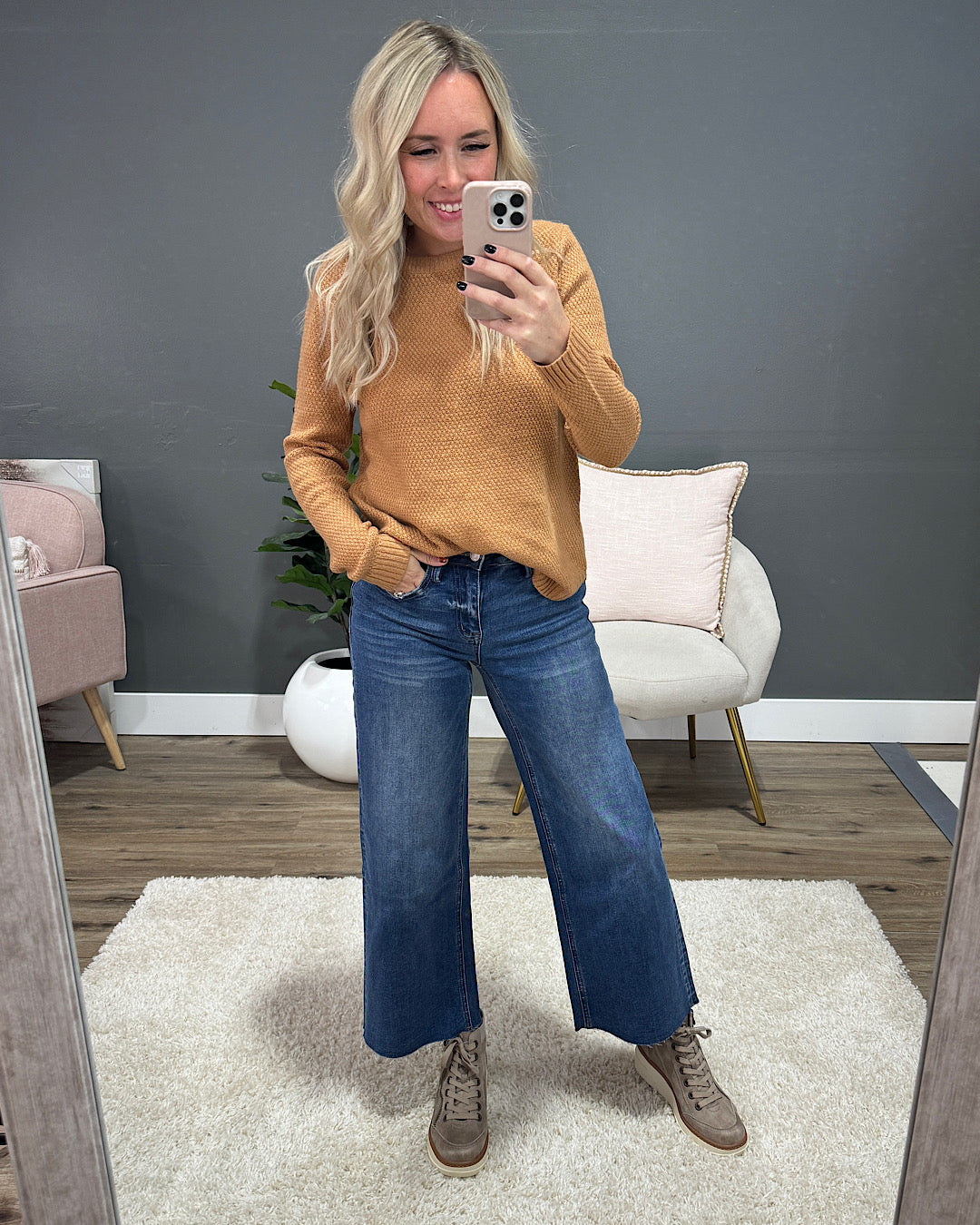 NEW! Vervet Lindsay Raw Hem Crop Wide Leg Jeans  Vervet   