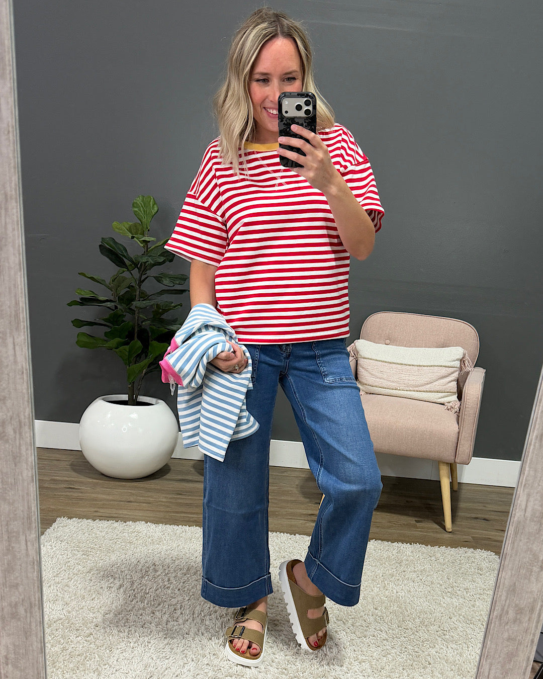 NEW! Ellie Contrast Striped Top - Red & Yellow