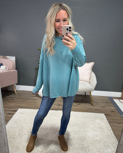 Adalyn Oversized Cozy Long Sleeve Top - Jade Sew In Love