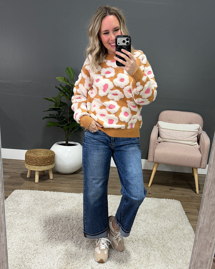 Clara Raised Daisy Sweater - Taupe FINAL SALE Lovely Melody