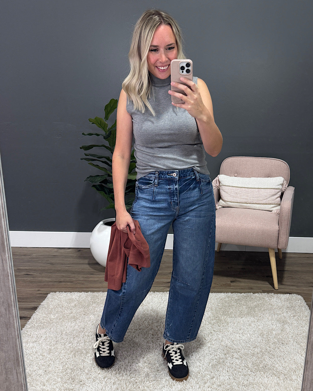 NEW! Lainey Mock Neck Sweater Tank Top - Heather Gray Be Cool