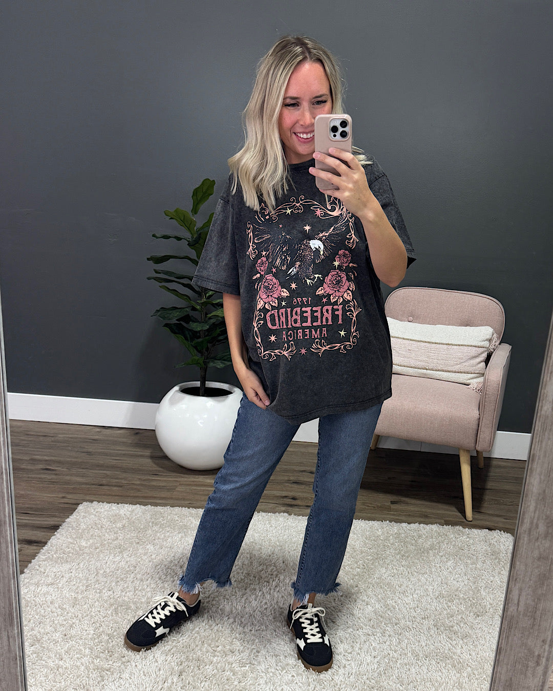 Free Bird America 1776 Black Mineral Wash Tee Zutter