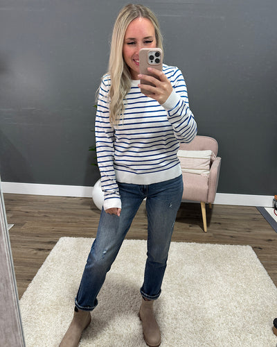 NEW! Camila Striped Crewneck Sweater - Blue  Staccato   