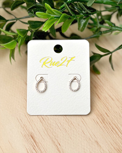 Rhinestone Teardrop Stud Earrings - Gold Trendy Wholesale