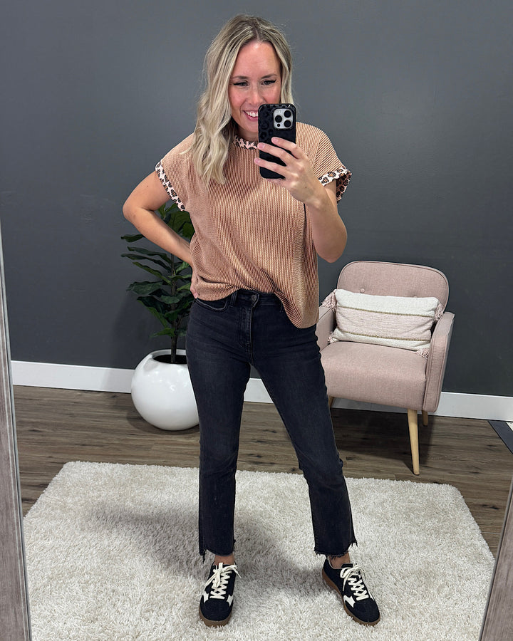 NEW! Vervet Think About It Fray Hem Crop Flare Jeans - Faded Black Vervet