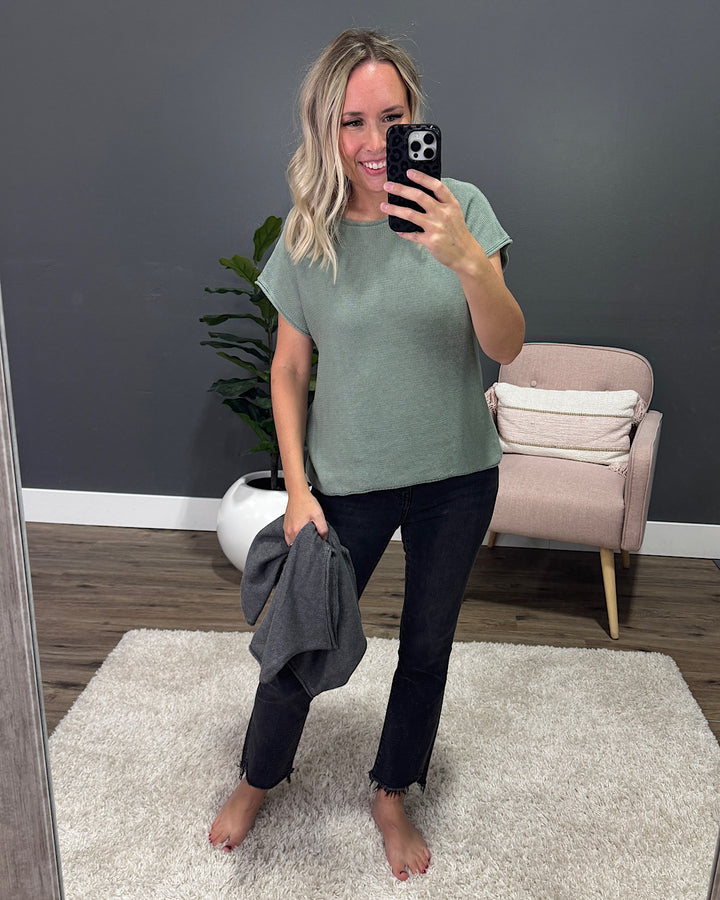 NEW! Aaliyah Knit Sweater Top - Heather Charcoal Be Cool