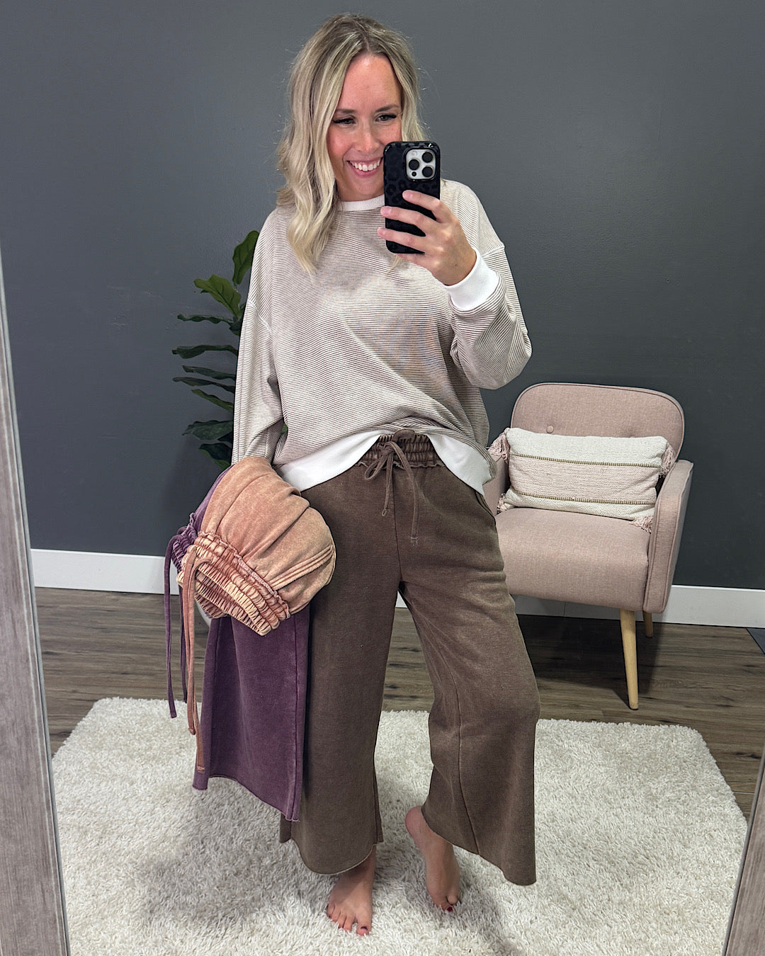 NEW! Cropped Wide Leg Comfy Pants - Mocha Zenana