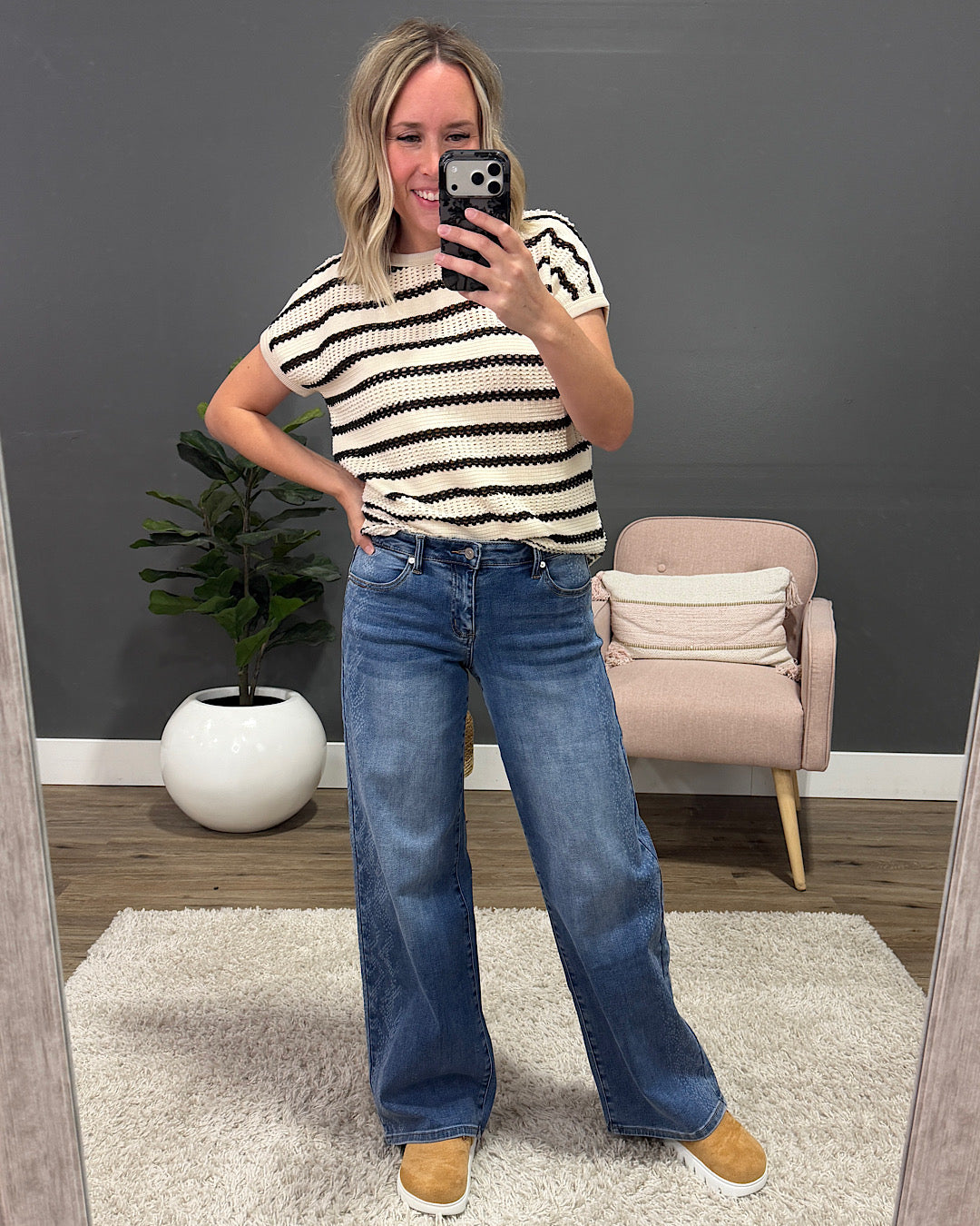 NEW! KanCan Isla Snakeskin Wide Leg Jeans